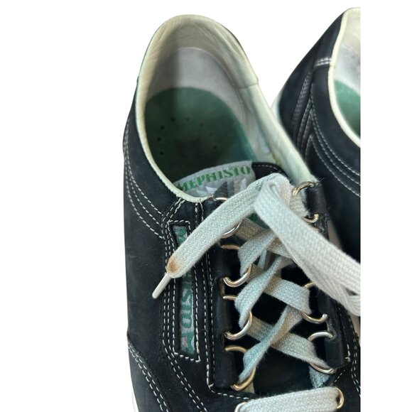 Memphisto Women's Sneaker Black Leather Suede Feel Size 7.5 Walking Shoe - Picture 8 of 16
